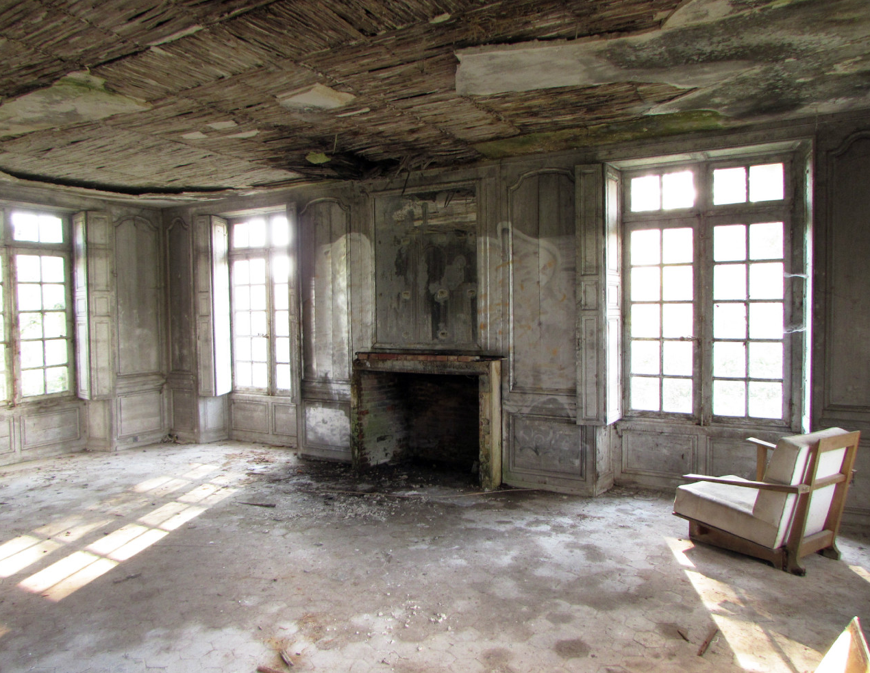 interior of an abandoned manor house, somewhere in France